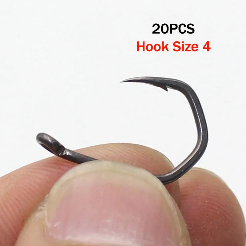 20PCS Carp Fishing Hooks Pinpoint Claw Hooks PTFE Coating High Carbon Stainless Steel Eyed Fish Hooks for Carp Fishing