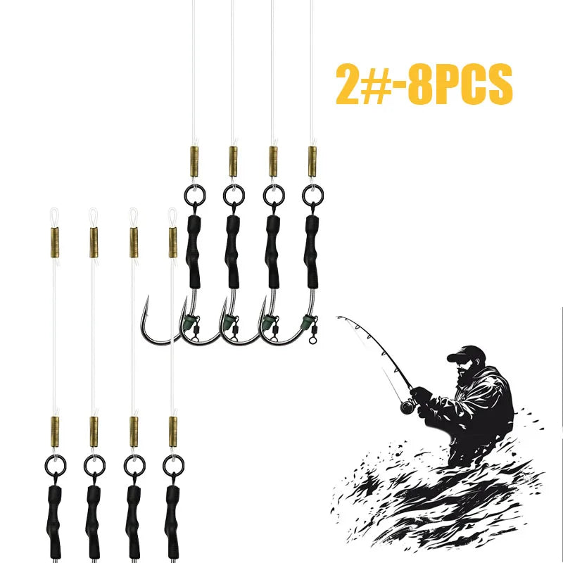 Pro Catfish & Carp Fishing Rig Set (4/8pc) | Ready-to-Fish, Anti-Tangle Terminal Tackle with Sharp Hooks