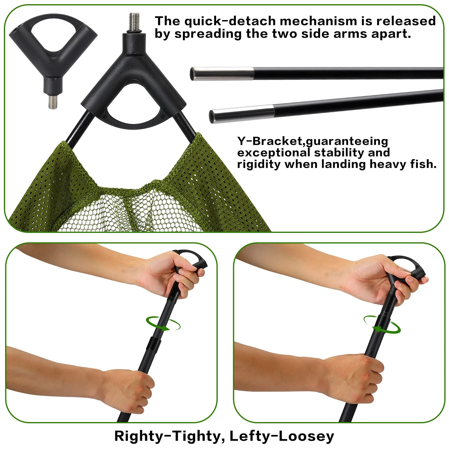 Sougayilang Carp Fishing Tool Net Fishing tackle 212/300cm Portable Retractable Folding Fishing Net for Carp Trout Fishing