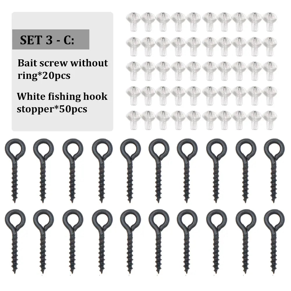 Carp Fishing Tackle Kit Bait Boilie Screws Fishing Hook Bead For Method Feeder Fishing Hair Rig Ronnie Rig Accessories Set