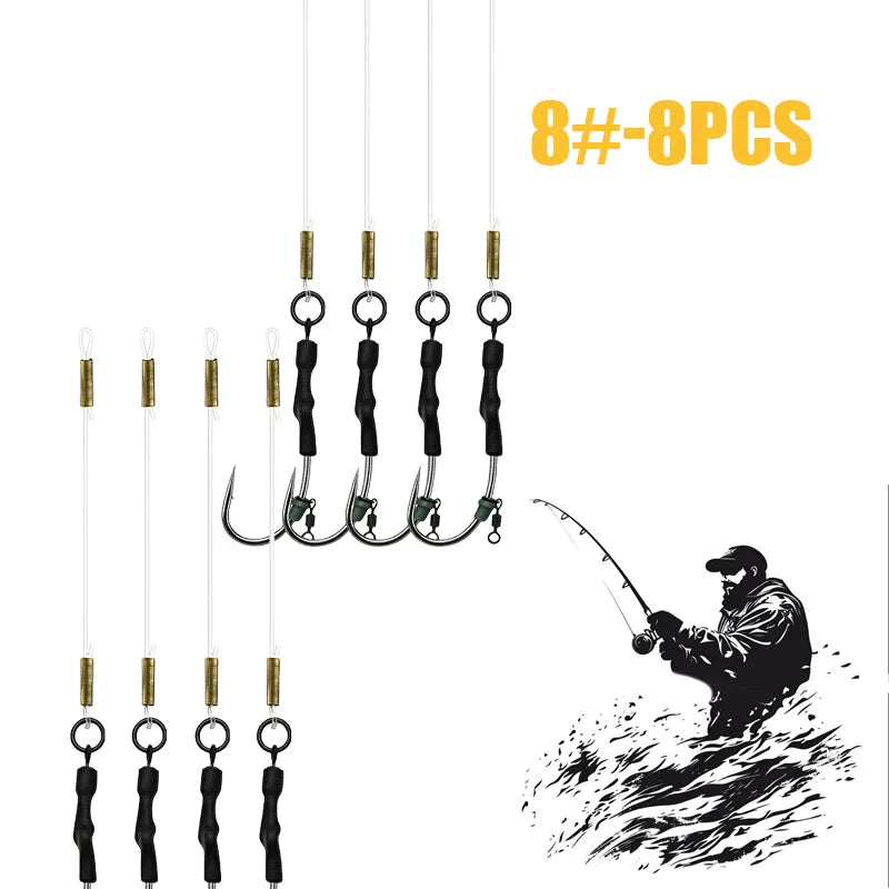 Pro Catfish & Carp Fishing Rig Set (4/8pc) | Ready-to-Fish, Anti-Tangle Terminal Tackle with Sharp Hooks
