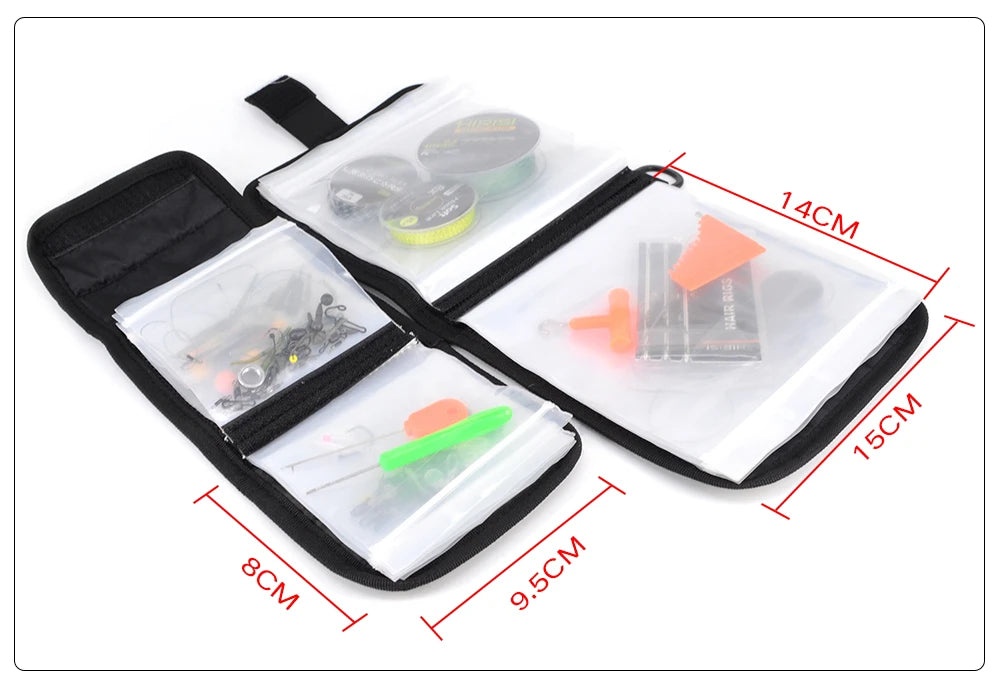 Hirisi Fishing Rig Bag Tackle Accessory Storage Bag for Carp Fishing Tackle Rigs Wallet Hair Rigs Transparent Carry Bag