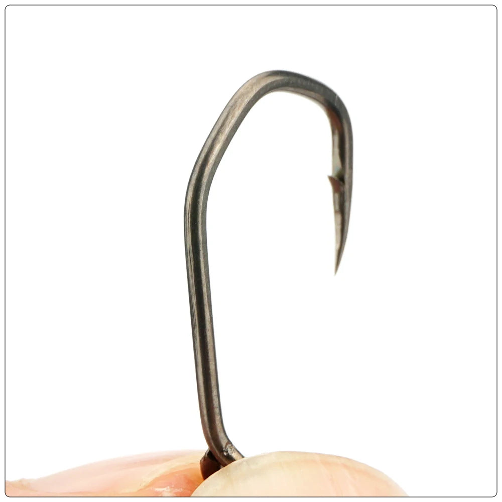 Hirisi 50pcs Carp Fishing Hooks Barbed Pinpoint Claw Hooks PTFE Coating High Carbon Stainless Steel Eyed Fish Hooks 8019