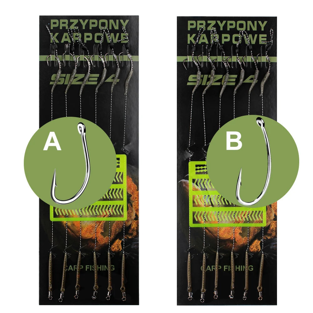 6pcs 8pcs Carp Fishing Hair Rigs Ready Made Boilie Tied Carp Fishing Hook Size 2#4#6#8# Fishing Tackle Accessories Pesca