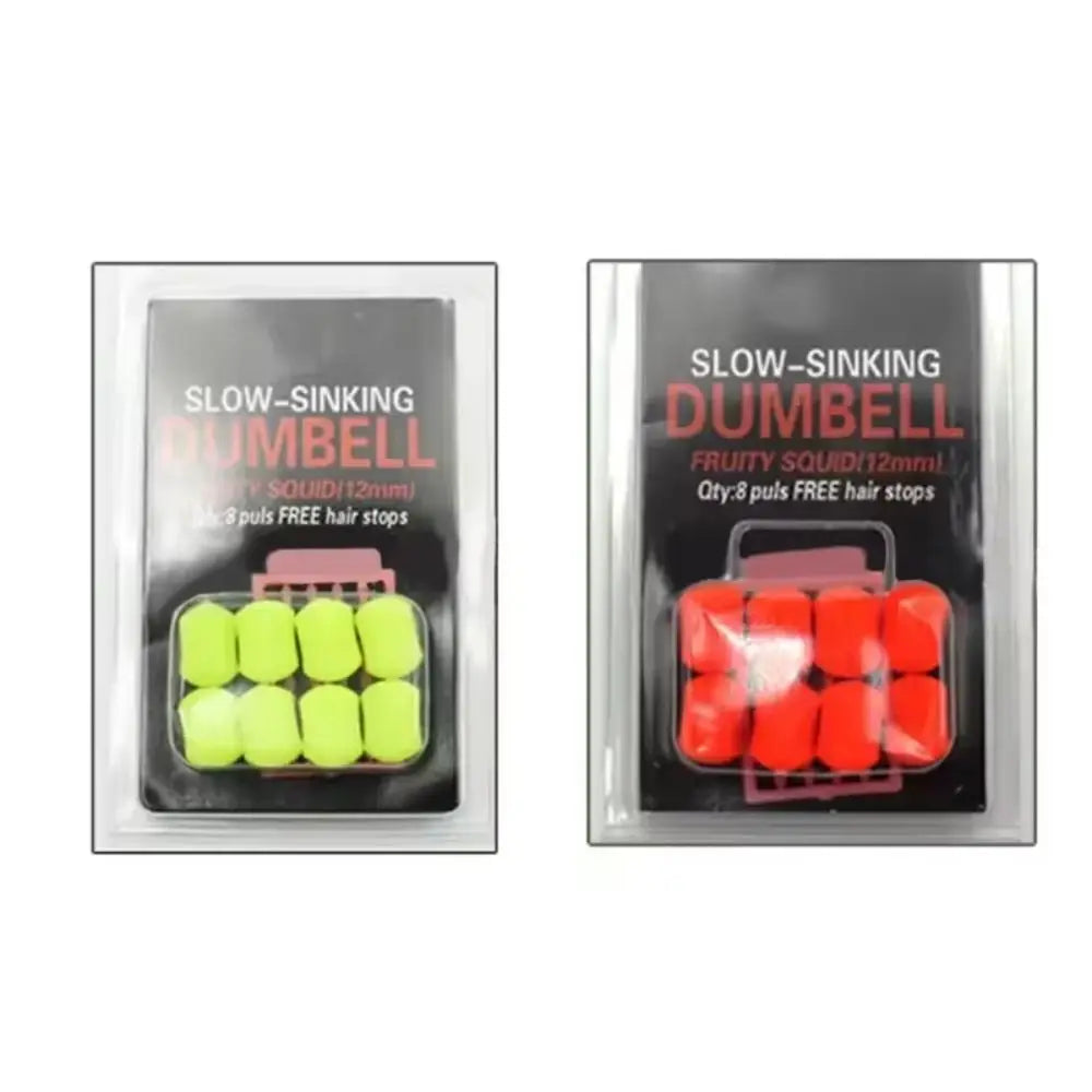 8Pcs/Pack 12mm Carp Fishing Bait Fruity Squid Flavour Slow-sinking Type Slow Sinking Dumbells Bait PopUp Dumbbell Shape