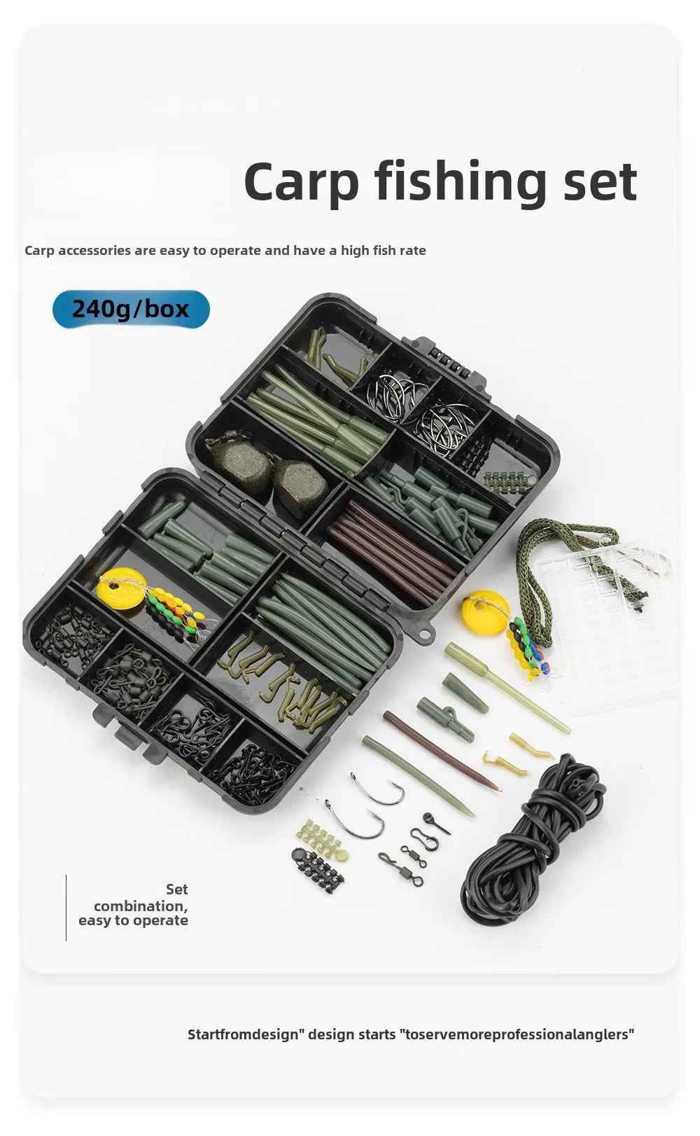 European carp fishing set, float anti-bottom fishing method, sea rod carp wild fishing, carp fishing accessories