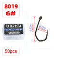 Hirisi 50pcs Carp Fishing Hooks Barbed Pinpoint Claw Hooks PTFE Coating High Carbon Stainless Steel Eyed Fish Hooks 8019