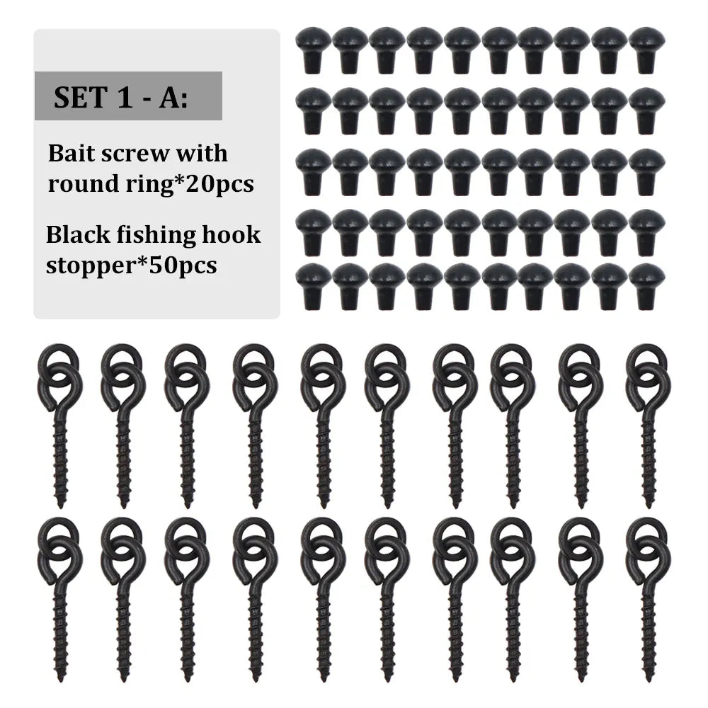 Carp Fishing Tackle Kit Bait Boilie Screws Fishing Hook Bead For Method Feeder Fishing Hair Rig Ronnie Rig Accessories Set