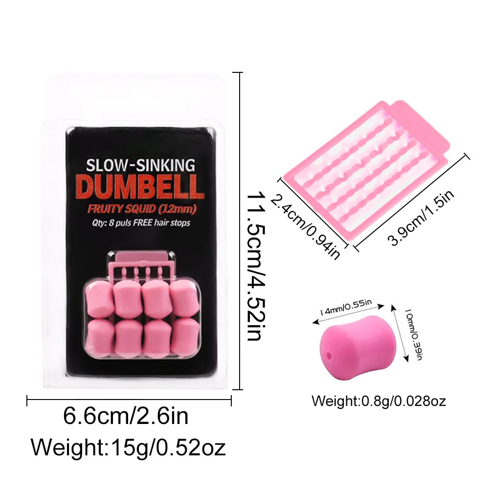 8Pcs/Pack 12mm Carp Fishing Bait Slow Sinking Dumbells Bait Fruity Squid Flavour Fake Food PopUp Tackle Floating Artificial Bait