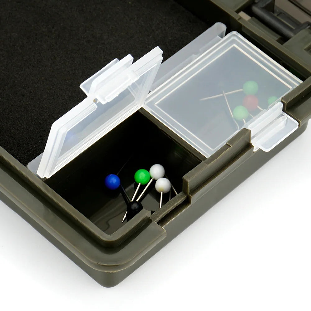 Hirisi Carp Fishing Tackle Box Stiff Hair Rig Board with Pins Carp Fishing Rig Box Wallet Rig Storage Box Fishing Accessories